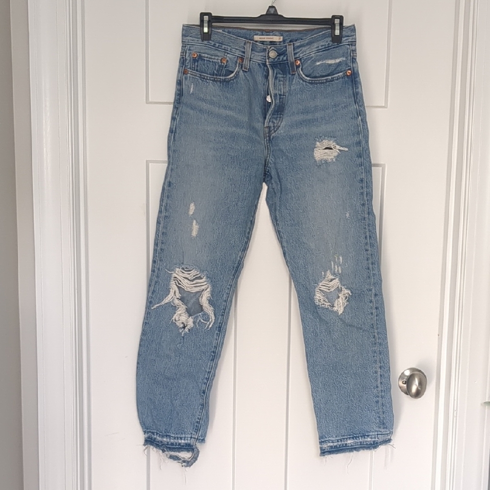 Levi's Light Blue Distressed Boyfriend Jeans